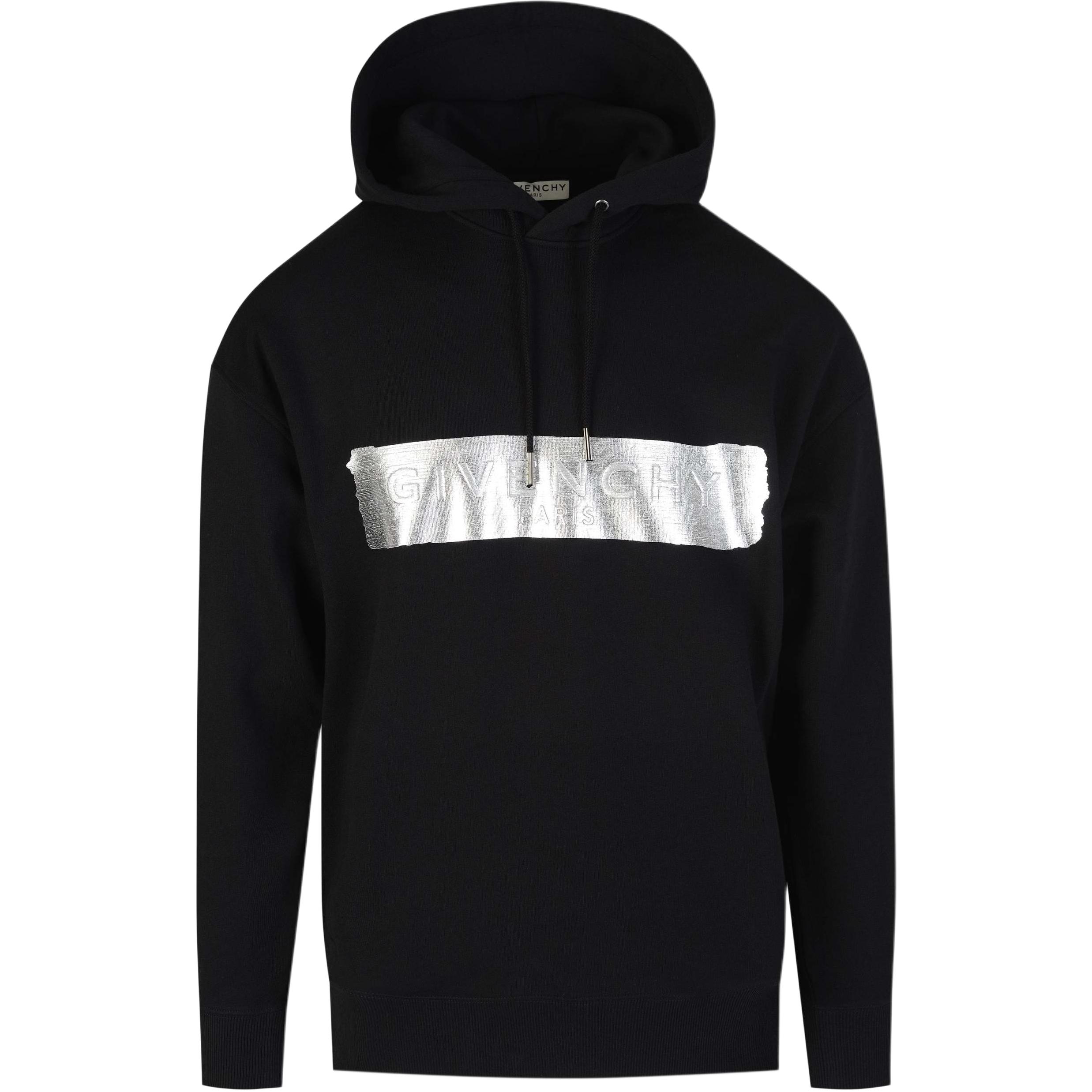 Givenchy SS21 Metallic Embossed Logo Hoodie Black. BMJ0A230AF-001