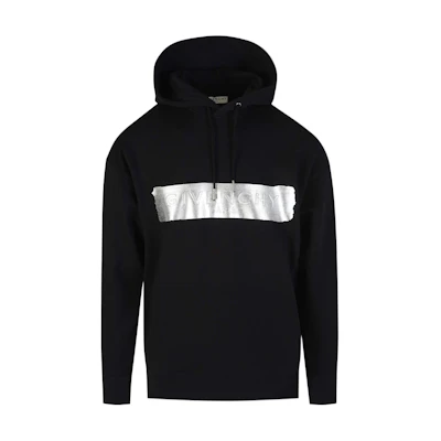 Givenchy SS21 Metallic Embossed Logo Hoodie Black. BMJ0A230AF-001