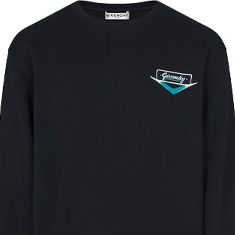 Sizing 지방시 SS21 모텔 프린트 코튼 크루넥 스웨트셔츠 블랙. BMJ09V30AF-001