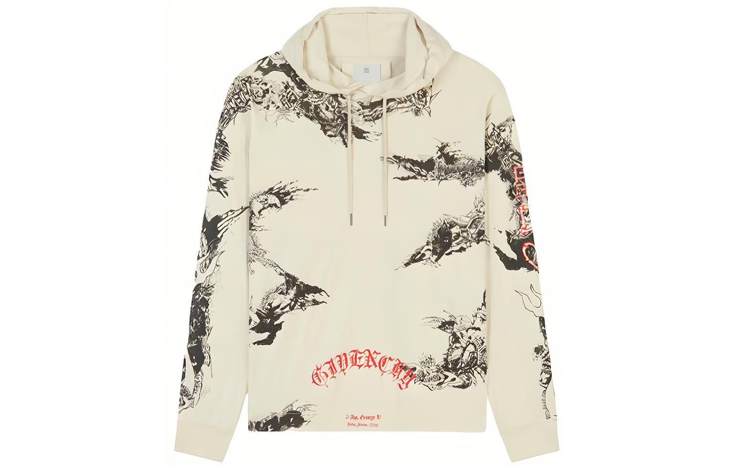 Givenchy SS21 Oversized Gothic Logo Hoodie Long Sleeve Tee Men’s Grey. BM715S3Y6B-129