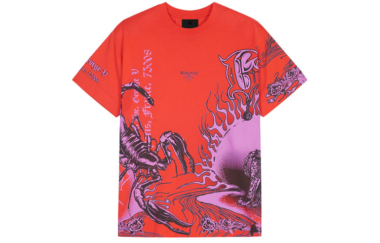 Givenchy SS21 Oversized Graphic T-Shirt Red Tee. BM713Q3Y6B-940