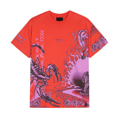 Givenchy SS21 Oversized Graphic T-Shirt Red Tee. BM713Q3Y6B-940