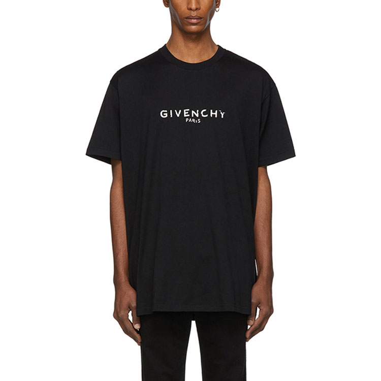 Shop Givenchy SS21 Reverse Logo T-Shirt Hitam BM71653Y6B-001