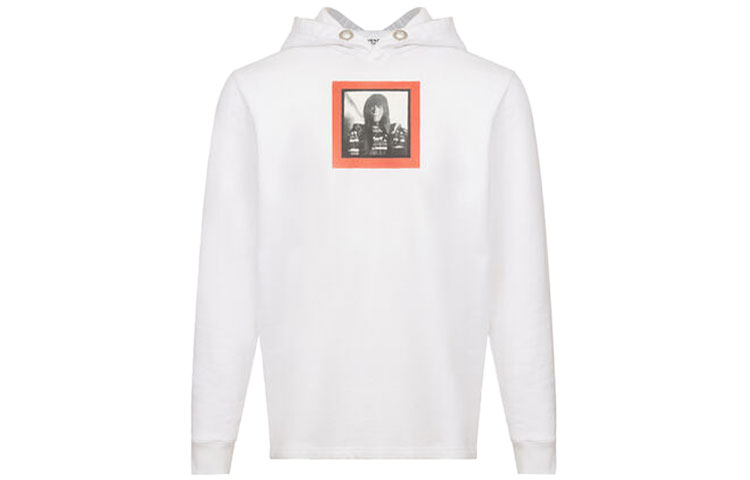 Givenchy SS21 White Hoodie with Portrait Print Casual Long Sleeve 17W7179653-100