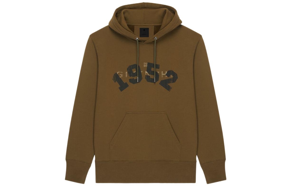 Givenchy SS22 1952 Olive Green Solid Color Long-Sleeve Hoodie BMJ0ET3Y6V-306