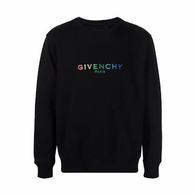 GIVENCHY SS22 Black Crewneck Sweatshirt with Logo Print. BMJ0GS3Y78001