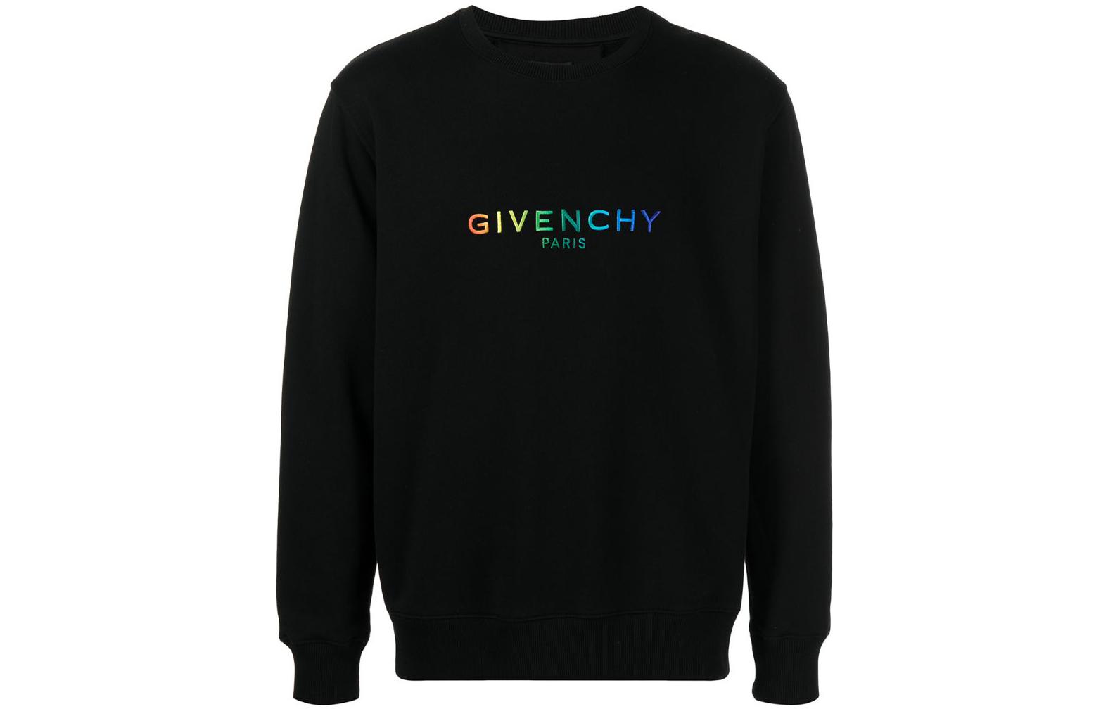 Order GIVENCHY SS22 黑色圓領衛衣印有標誌圖案。 BMJ0GS3Y78001