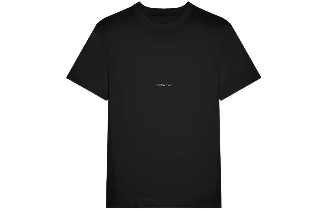 GIVENCHY SS22  Black Crewneck T-Shirt with Solid Logo Print. BM71F83Y6B-001