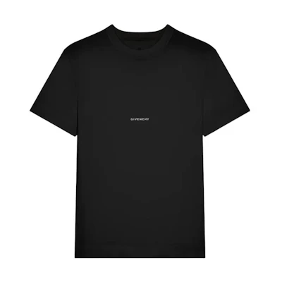 GIVENCHY SS22 Black Crewneck T-Shirt with Solid Logo Print. BM71F83Y6B-001