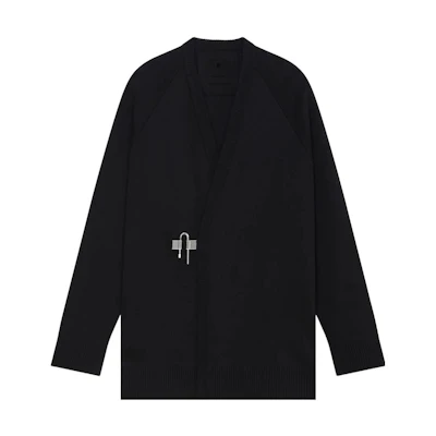 GIVENCHY SS22 Black Knit Cardigan Wool Sweater with U-Shaped Buckle. BM90JU4YAL-001