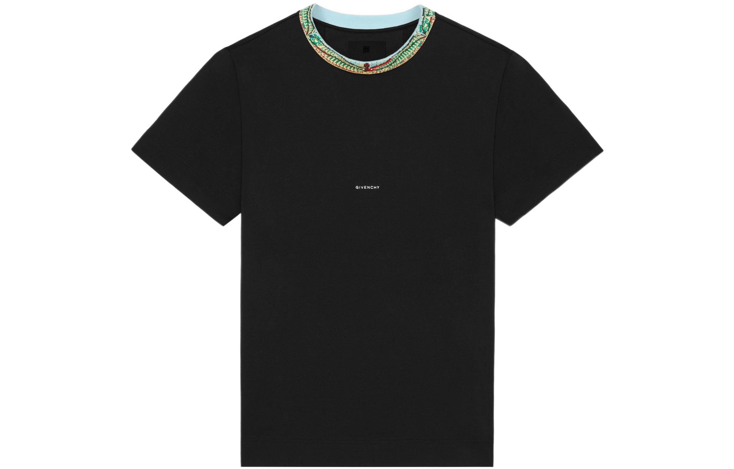 Order 지방시 SS22 블랙 니트 크루넥 반팔 티셔츠. BM71BF3Y6B-001