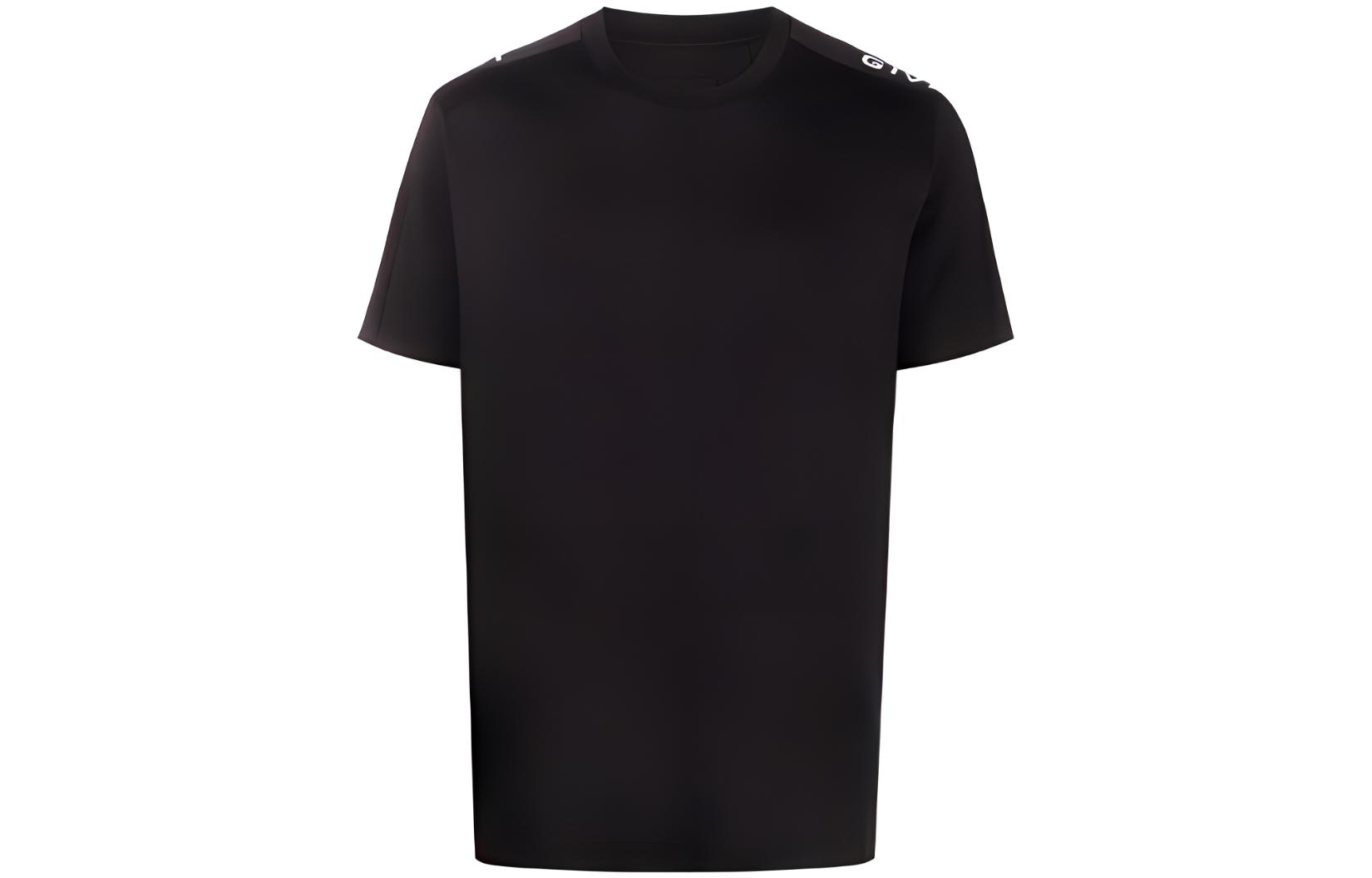 GIVENCHY SS22  Black Logo Embroidered Crewneck T-Shirt. BM71DX3Y6B-001