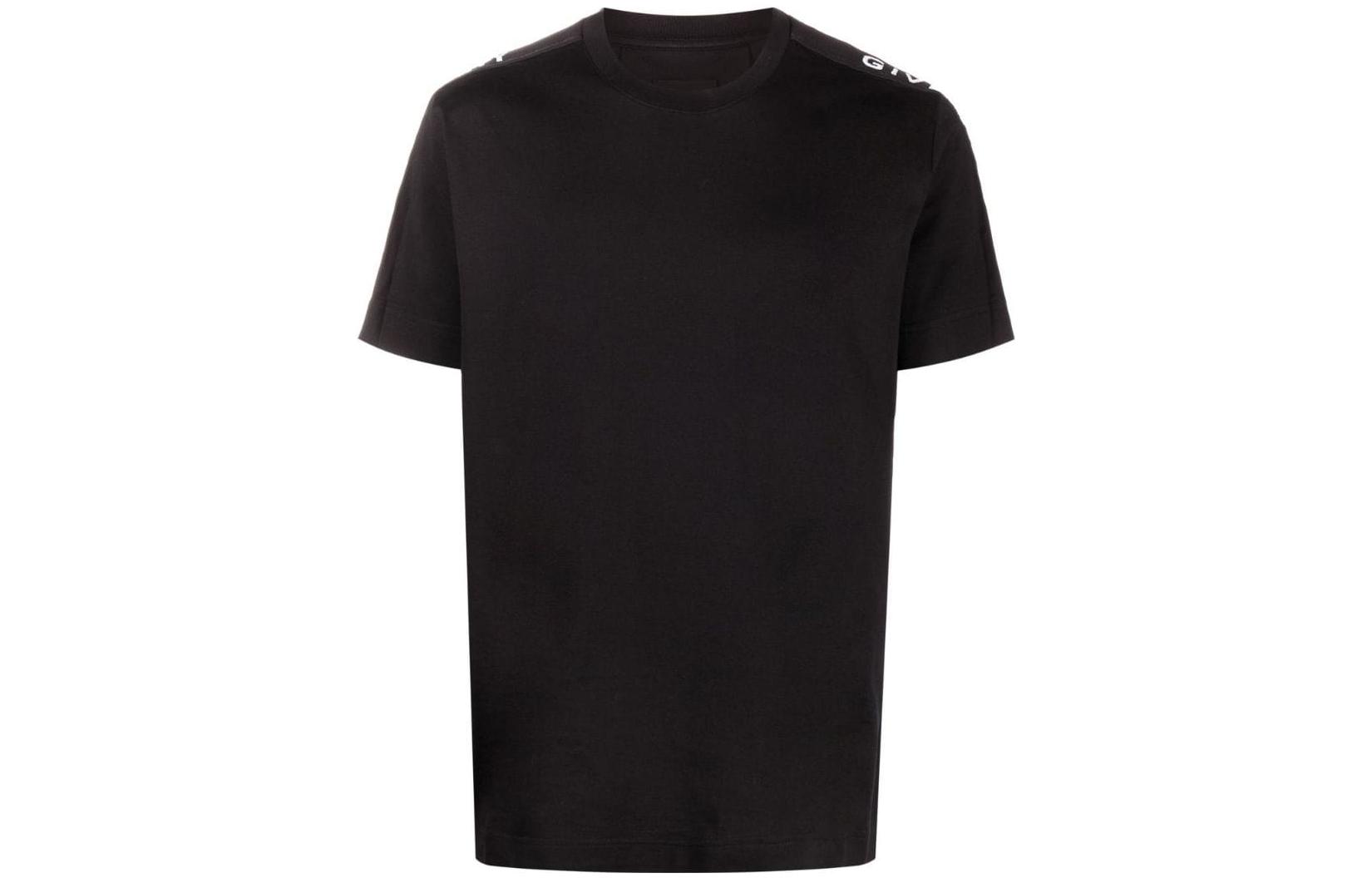 Order GIVENCHY SS22 黑色刺繡Logo圓領T恤 BM71DX3Y6B-001