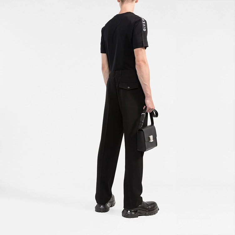 Shop GIVENCHY SS22 黑色刺繡Logo圓領T恤 BM71DX3Y6B-001