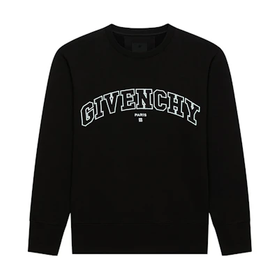 GIVENCHY SS22 Black Logo Embroidered Long Sleeve Sweatshirt BMJ0H63Y78-001