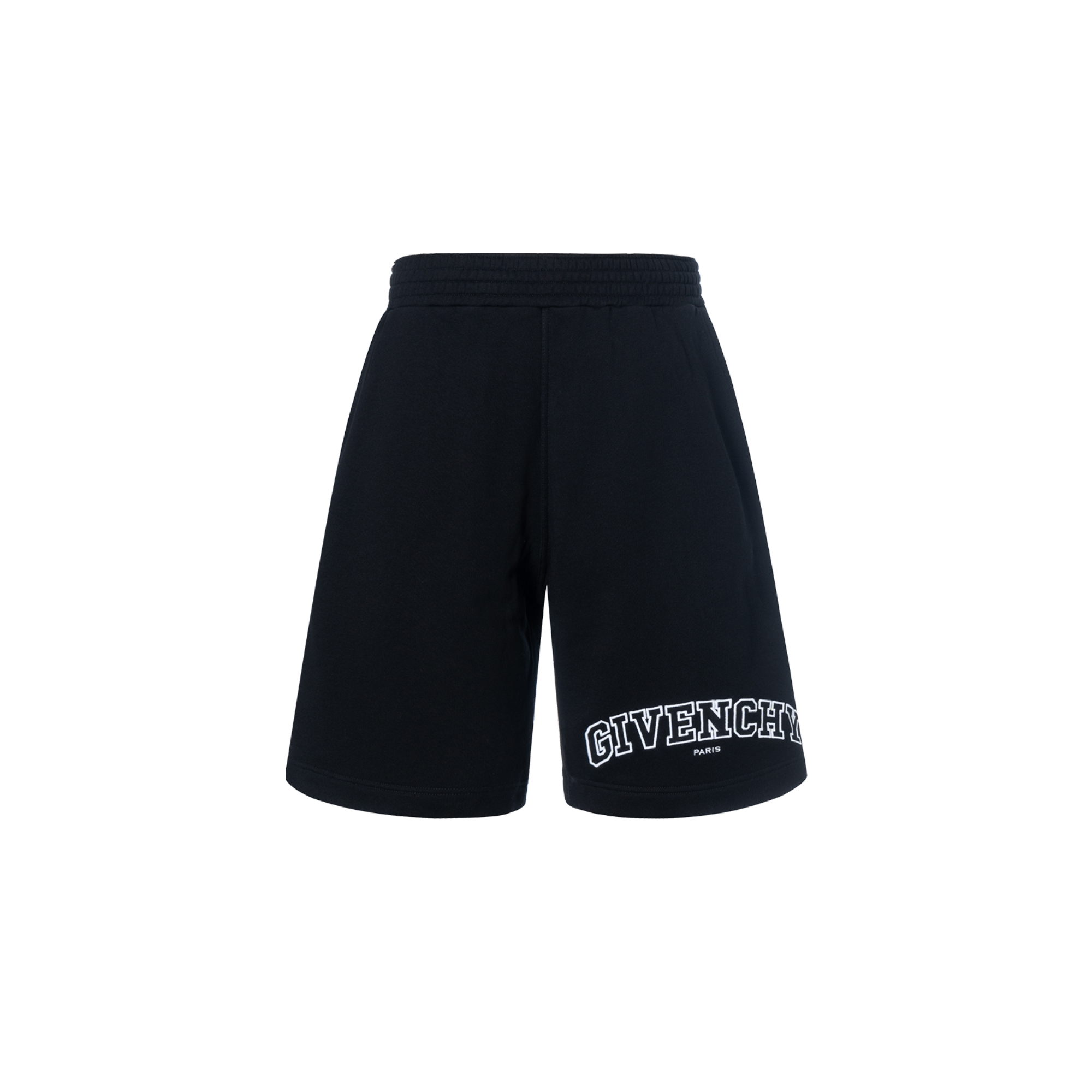 Givenchy SS22  Black Relaxed Embroidered Logo Mid-Waist Shorts BM513V3Y78-001