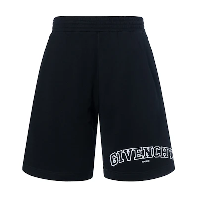 Givenchy SS22 Black Relaxed Embroidered Logo Mid-Waist Shorts BM513V3Y78-001