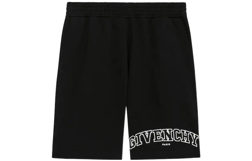 Order Givenchy SS22  Black Relaxed Embroidered Logo Mid-Waist Shorts BM513V3Y78-001
