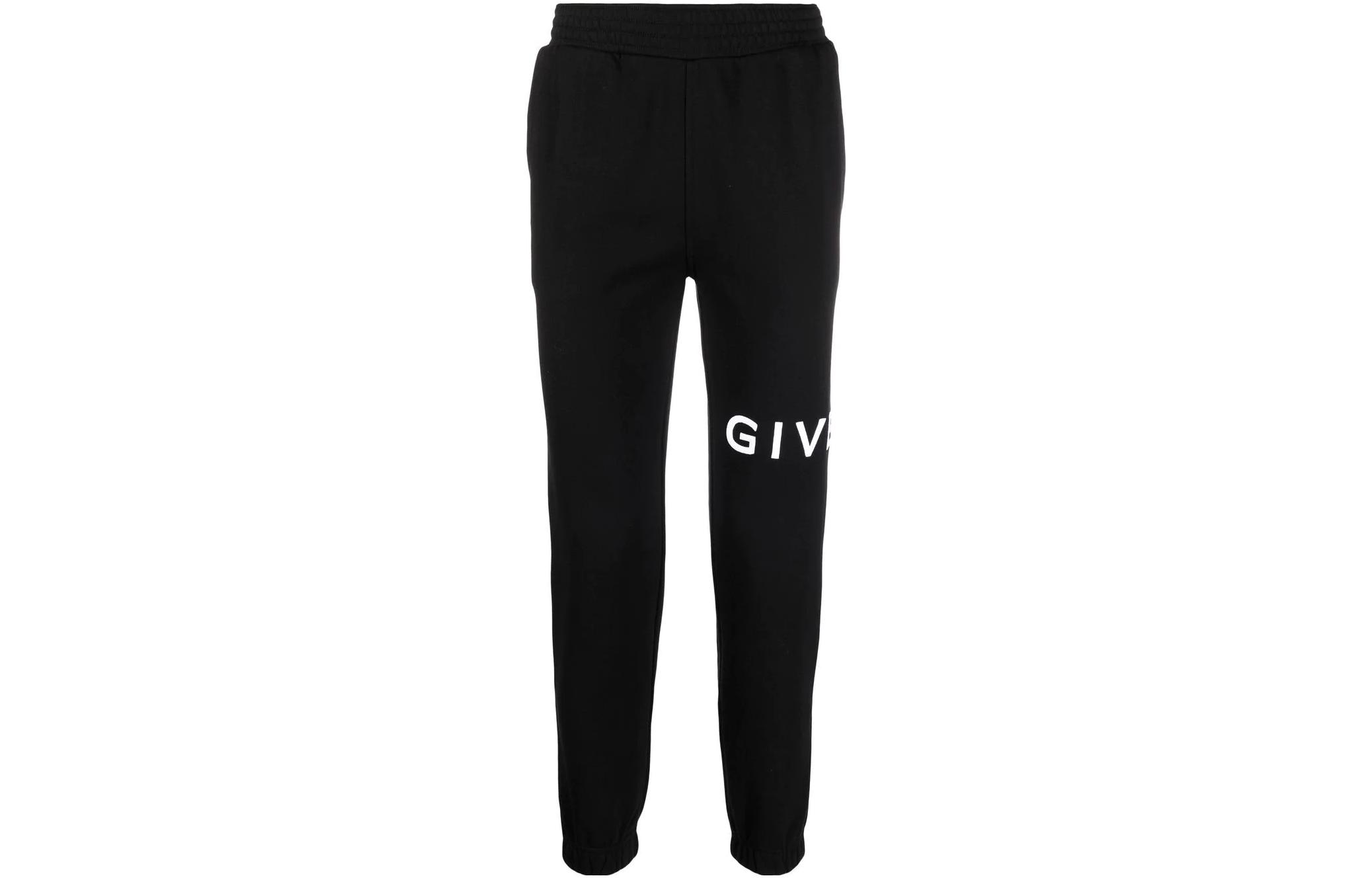 GIVENCHY SS22  Black Tapered Knit Joggers with Logo Embroidery. BM51353Y78-001