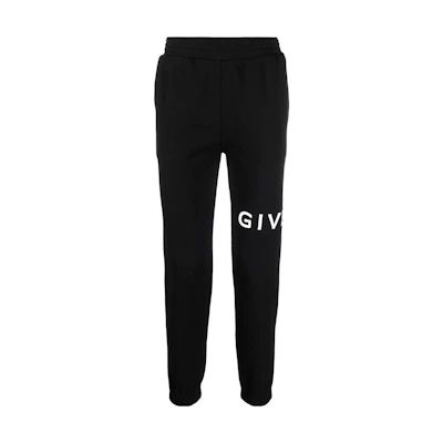 GIVENCHY SS22 Black Tapered Knit Joggers with Logo Embroidery. BM51353Y78-001