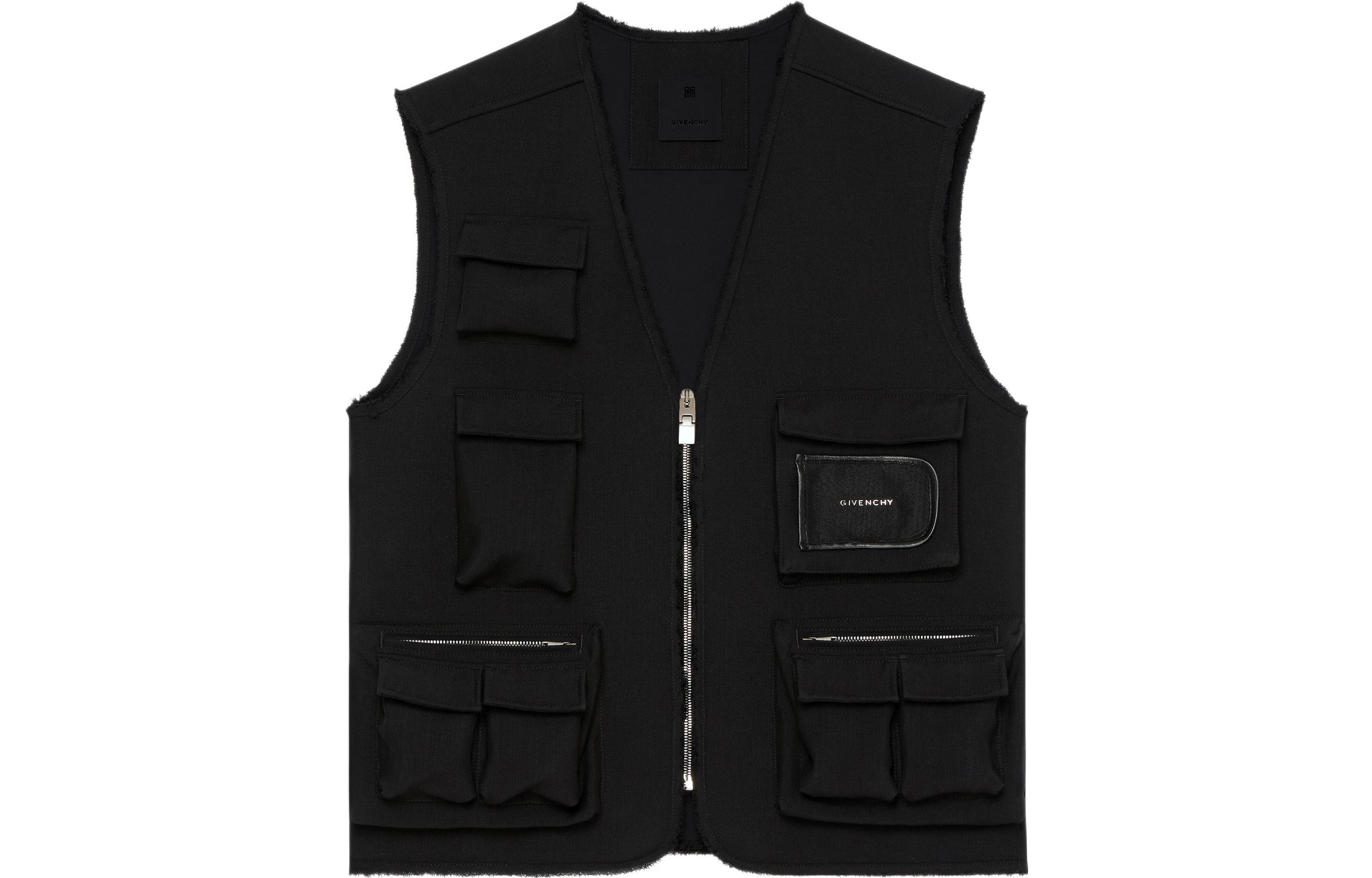 GIVENCHY SS22  Black V-Neck Multi-Pocket Vest BM00WV14AN-001