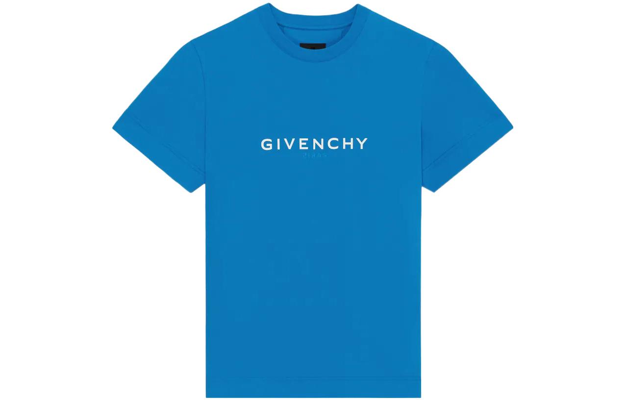 Order GIVENCHY SS22 寬鬆版型藍色標誌印花T恤 BM71653Y6B-430