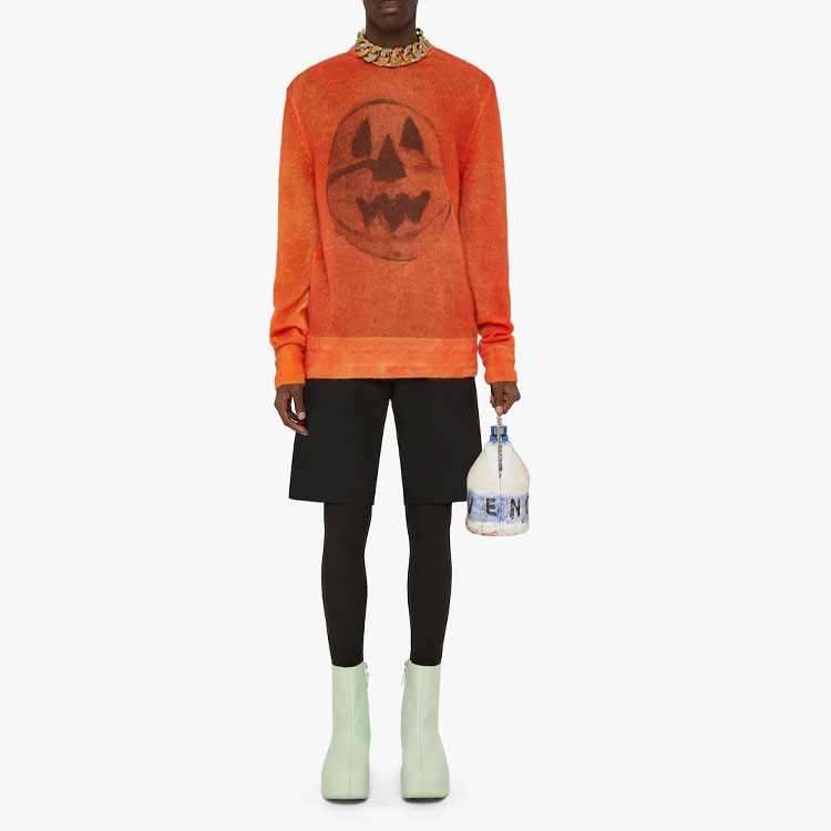 Lookbook GIVENCHY SS22 Sweater Lengan Panjang Motif Geometris Porcelain Orange BM90JF4YAN-802