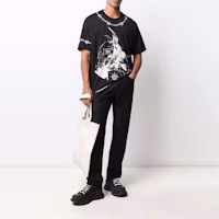 Shop GIVENCHY SS22 修身破洞黑色牛仔褲 BM50ST50NY-001