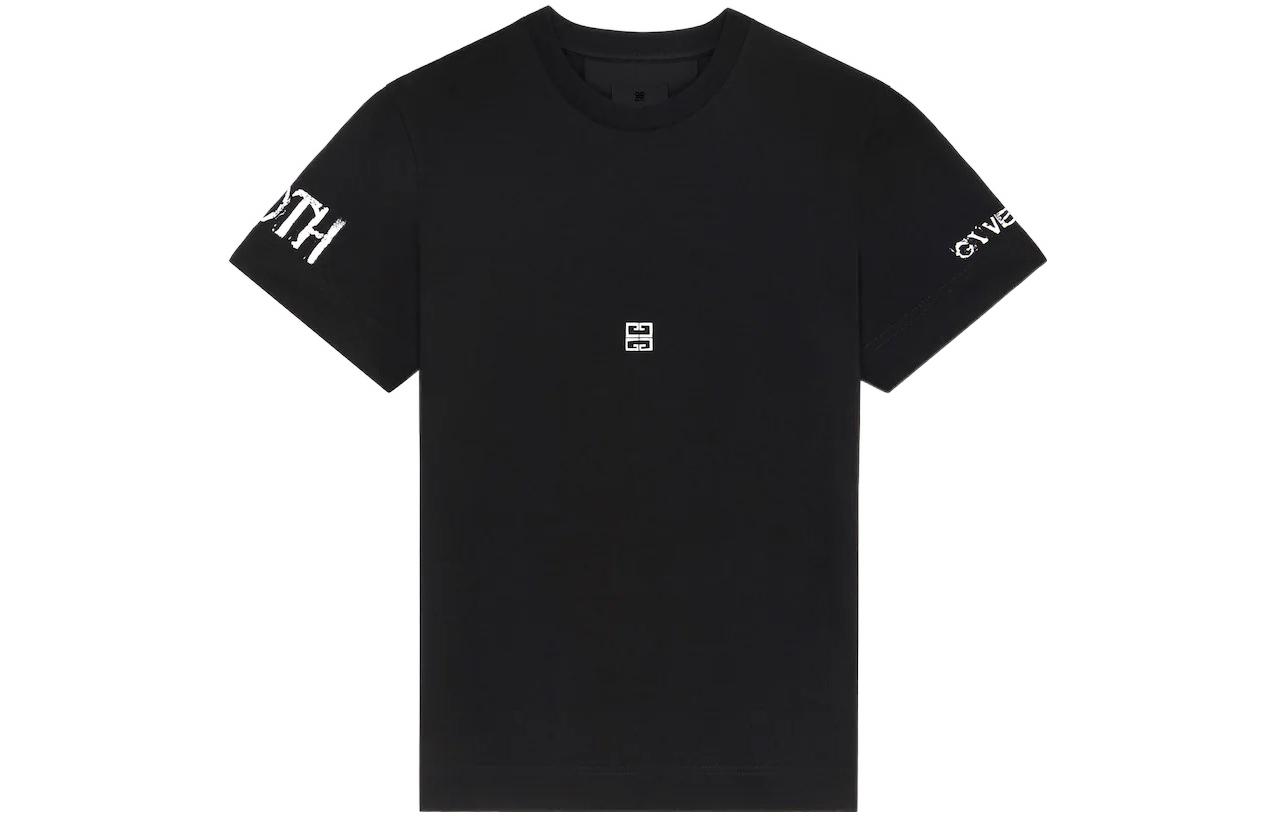 Lookbook GIVENCHY SS22 Kaos Hitam Slim Fit Cetak Huruf Lengan Pendek. BM71CP3Y6B-001