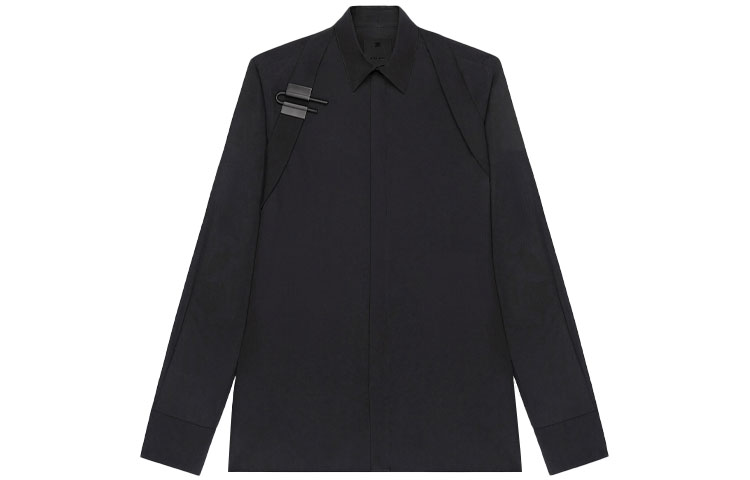 GIVENCHY SS22  Solid U-Lock Strap Long Sleeve Shirt Black BM60RZ146X-001