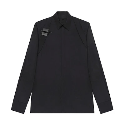 GIVENCHY SS22 Solid U-Lock Strap Long Sleeve Shirt Black BM60RZ146X-001