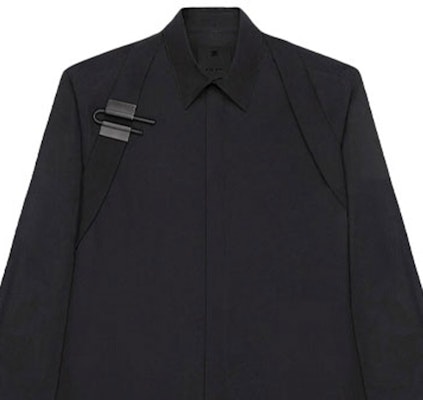 GIVENCHY SS22 Kemeja Lengan Panjang Solid U-Lock Strap Hitam BM60RZ146X-001 Details for GIVENCHY SS22 Kemeja Lengan Panjang Solid U-Lock Strap Hitam BM60RZ146X-001