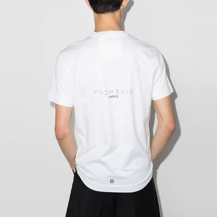 Lookbook ジバンシィ SS22 ホワイト ロゴプリント 半袖 クルーネック Tシャツ BM71653Y6B-100