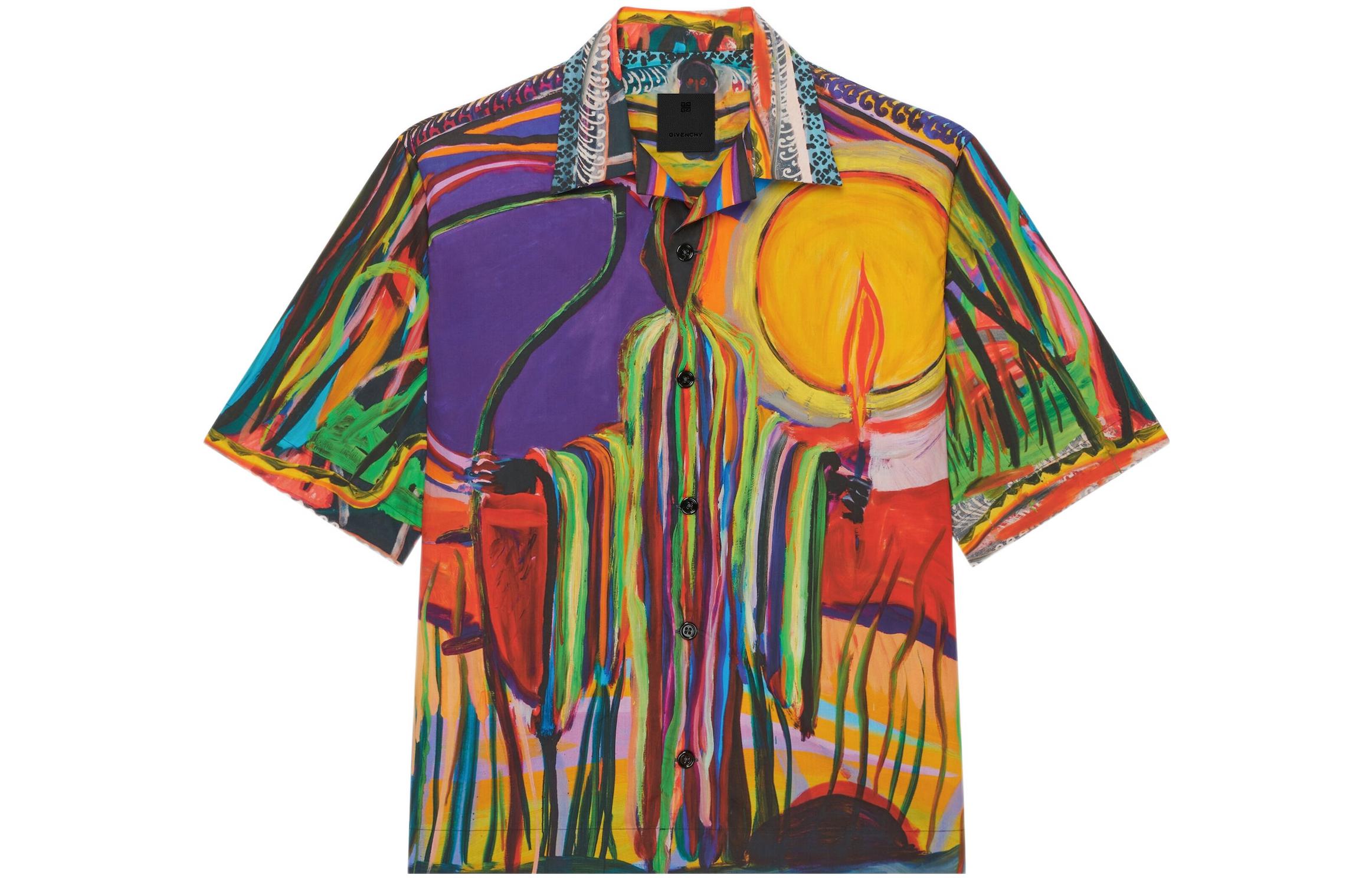 Givenchy SS22 Abstract Print Hawaiian Short Sleeve Shirt Multicolor Men. BM60T5149A-960