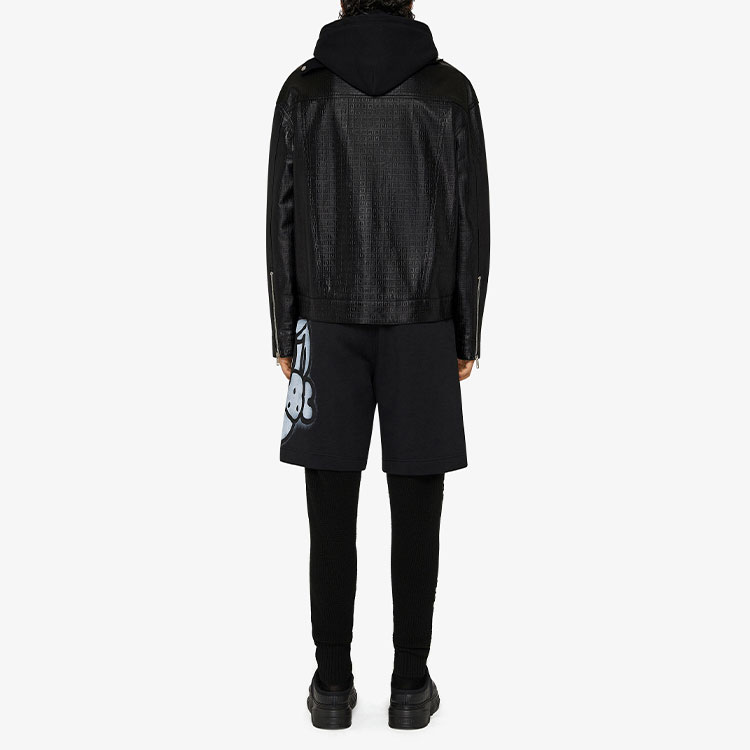 Shop GIVENCHY SS22 黑色狗牌印花短褲 男款 休閒五分褲 BM50ZF3Y6V-001