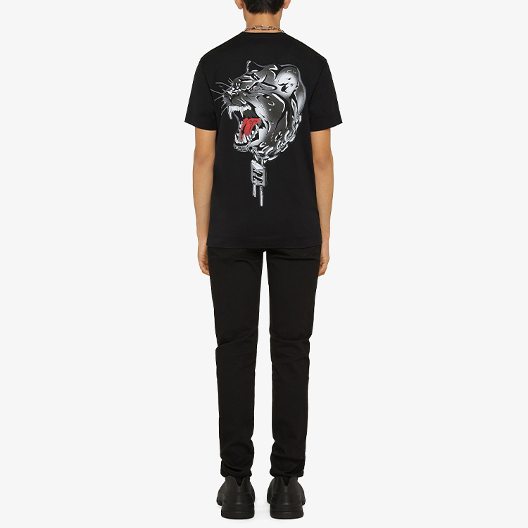 GIVENCHY SS22 Black  T-Shirt with Tiger Print and Solid Color Design. BM719C3Y6B-001 圖 5