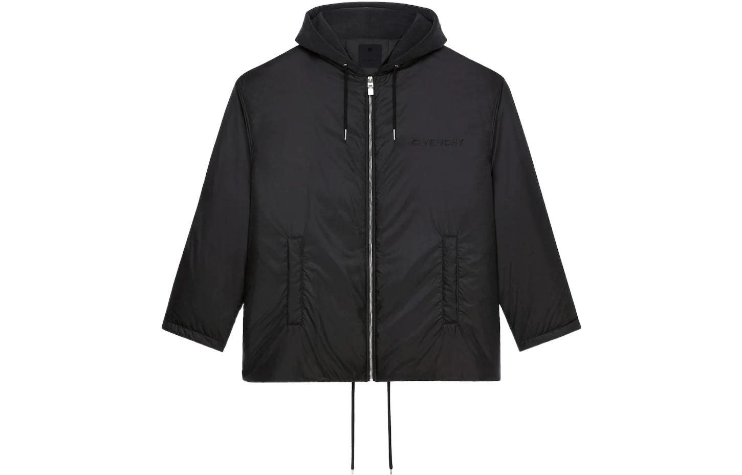Givenchy SS22 Black Embroidered Logo Hooded Jacket BM00VQ1445-001