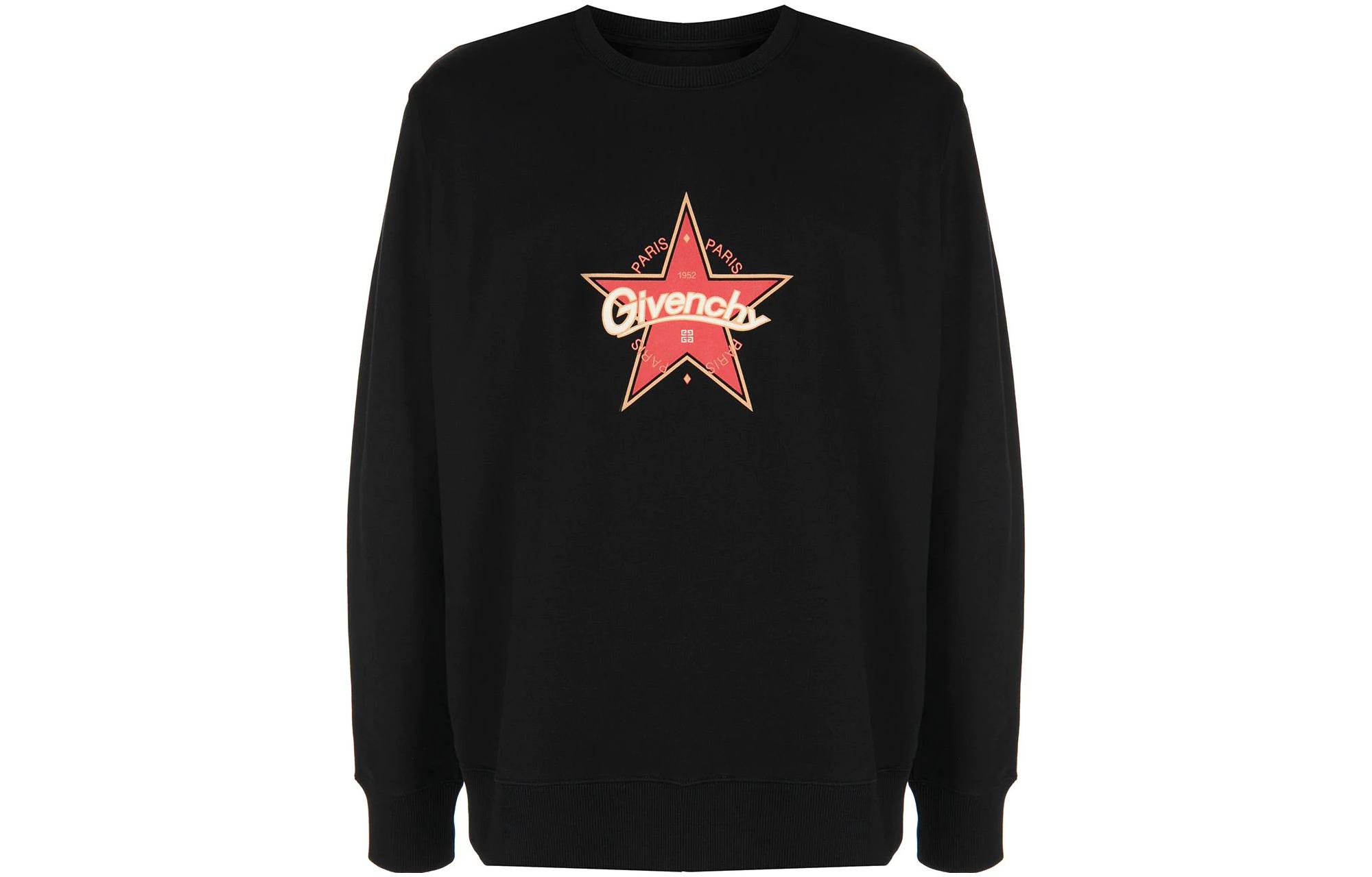 Givenchy SS22 Black Pullover Sweatshirt with Logo Print for Men BMJ0GP3Y78-001