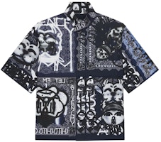 Givenchy SS22 Blue Short Sleeve Shirt with Animal Print Design BM60RK144X-461 Givenchy SS22 Blue Short Sleeve Shirt with Animal Print Design BM60RK144X-461