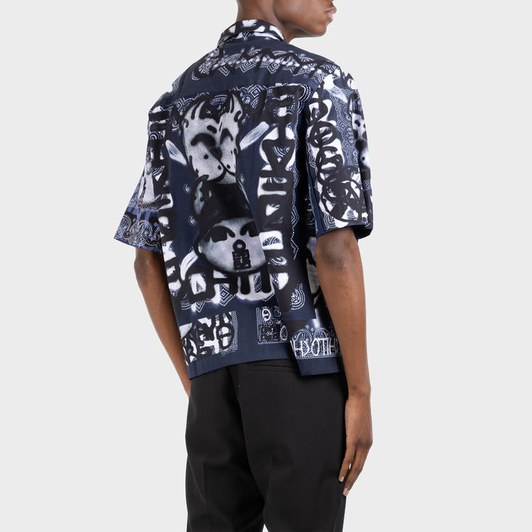 Purchase Givenchy Kemeja Lengan Pendek Biru SS22 dengan Desain Motif Hewan. BM60RK144X-461