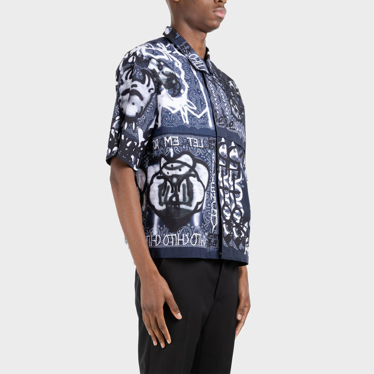 Details for Givenchy Kemeja Lengan Pendek Biru SS22 dengan Desain Motif Hewan. BM60RK144X-461