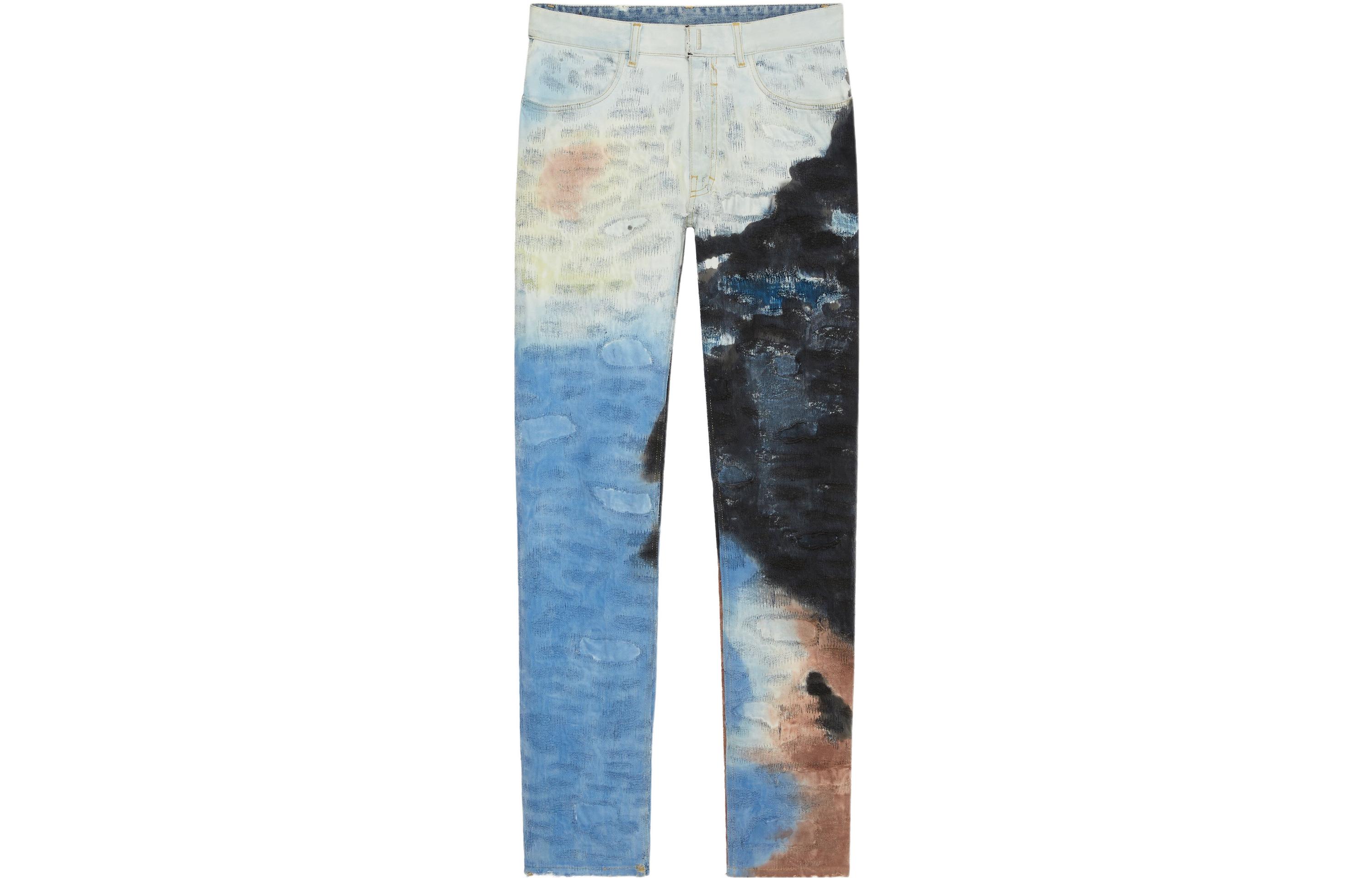 GIVENCHY SS22 Blue Tie-Dye Distressed Straight-Leg Jeans for Men. BM50ST5Y2J-461