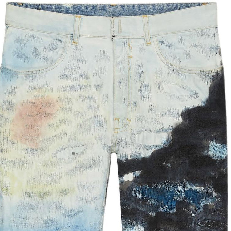 Details for ジバンシィ SS22 ブルー タイダイ ダメージ ストレートレッグ ジーンズ メンズ BM50ST5Y2J-461