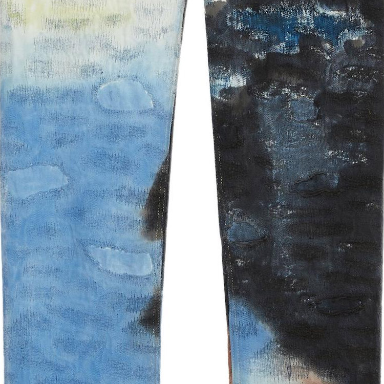 Sizing ジバンシィ SS22 ブルー タイダイ ダメージ ストレートレッグ ジーンズ メンズ BM50ST5Y2J-461