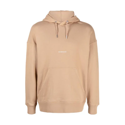 Givenchy SS22 Brown Pullover Hoodie with Solid Logo Print for Men BMJ0GJ3Y78-280
