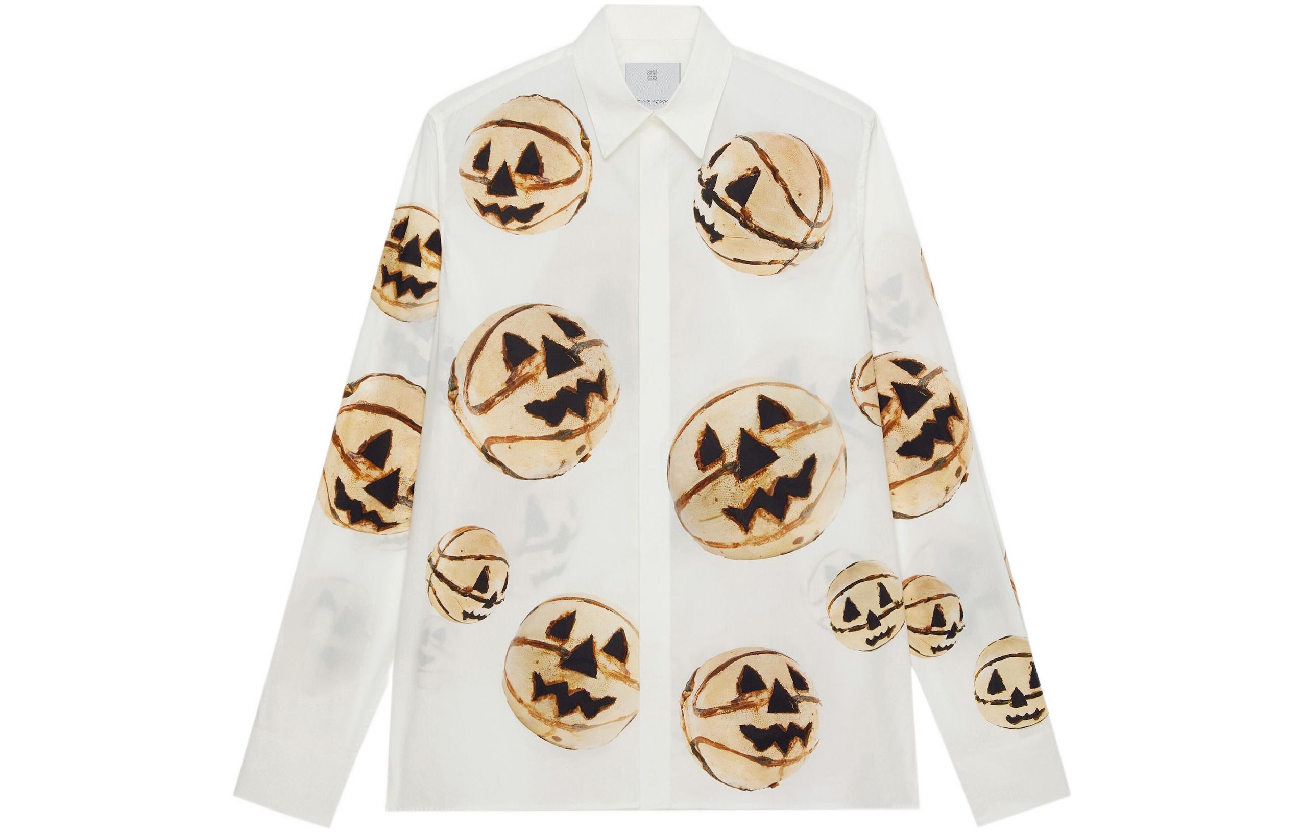 Order Givenchy Kemeja Lengan Panjang Cetak Pumpkin Putih SS22 BM60SE149P-111