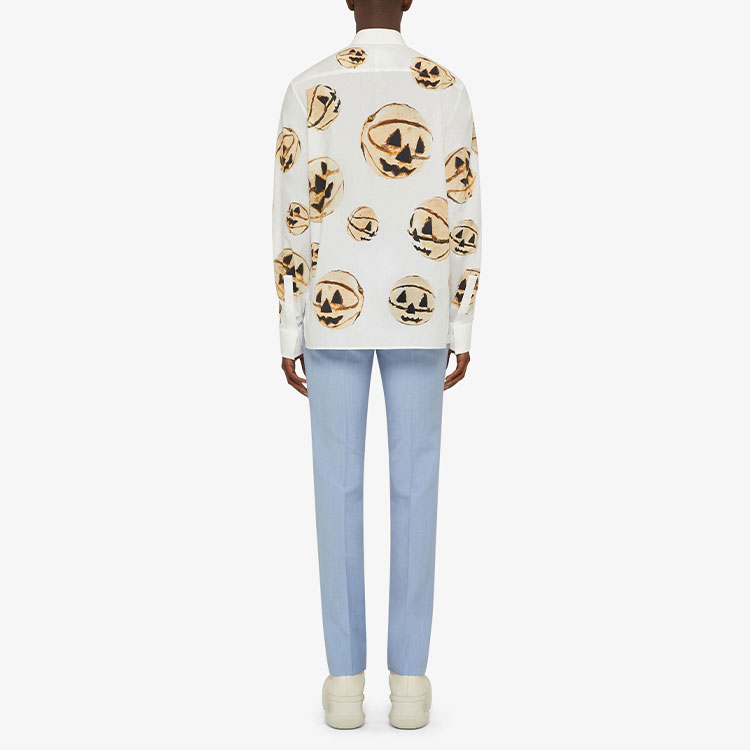 Shop Givenchy Kemeja Lengan Panjang Cetak Pumpkin Putih SS22 BM60SE149P-111