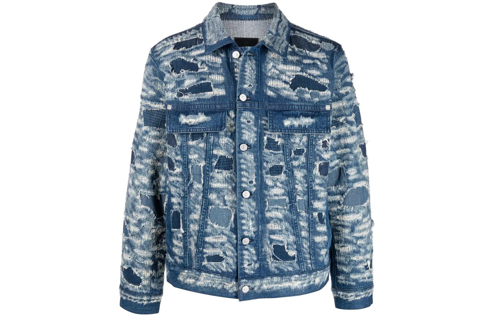 GIVENCHY SS22 Distressed Denim Jacket Blue  Fashion BM00Q650QC-420