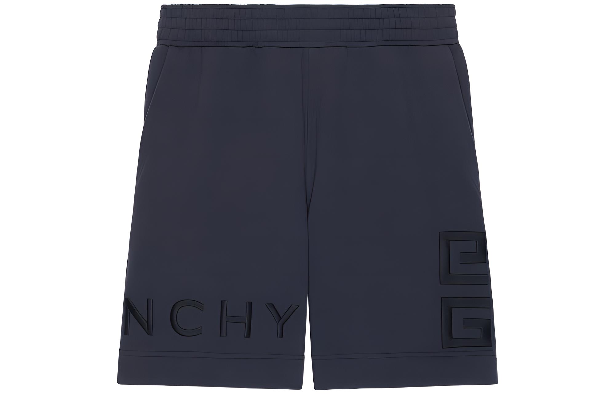 Givenchy SS22 Embroidered Logo Straight Fit Casual Shorts Blue . BM50WC3Y6U-403