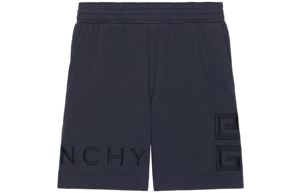 Order Givenchy SS22 Embroidered Logo Straight Fit Casual Shorts Blue . BM50WC3Y6U-403